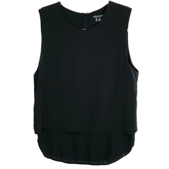 Theory Black Layered Silk Sleeveless Top Medium - Picture 1 of 4